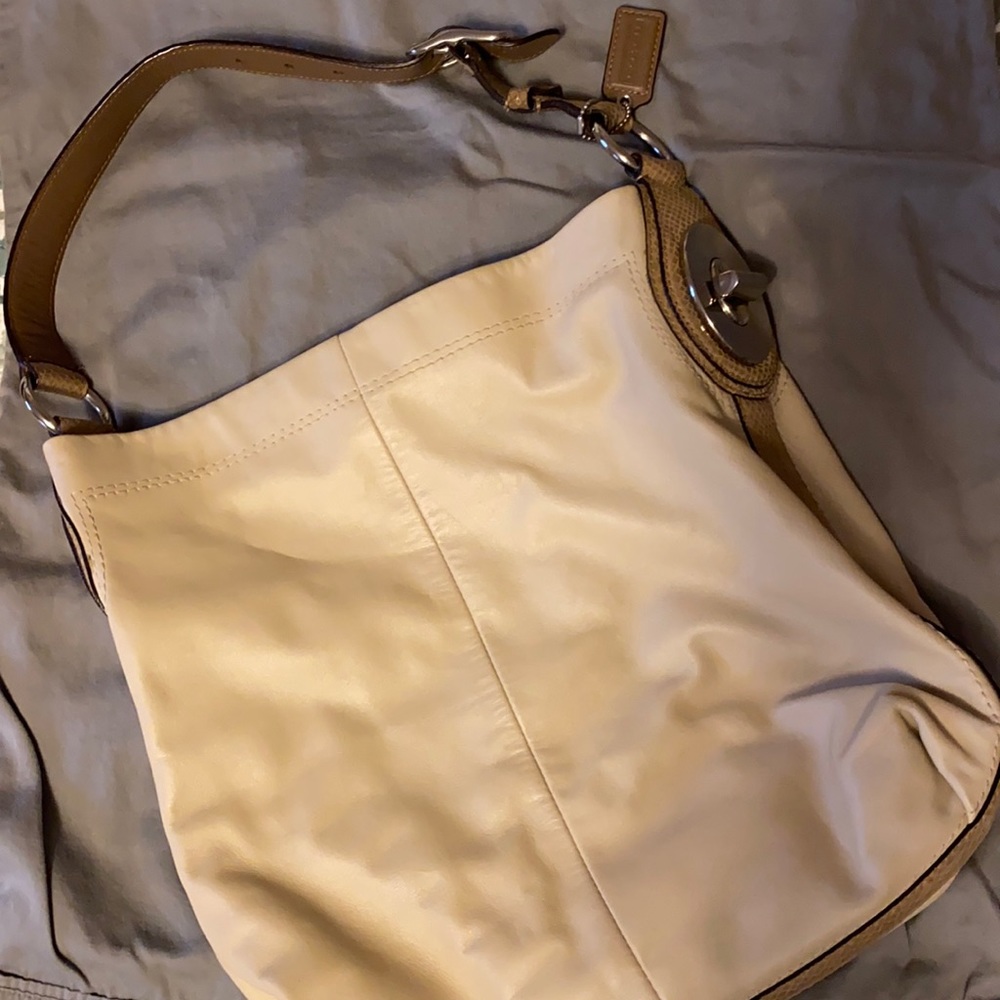 Coach leather & snake skin shoulder bag